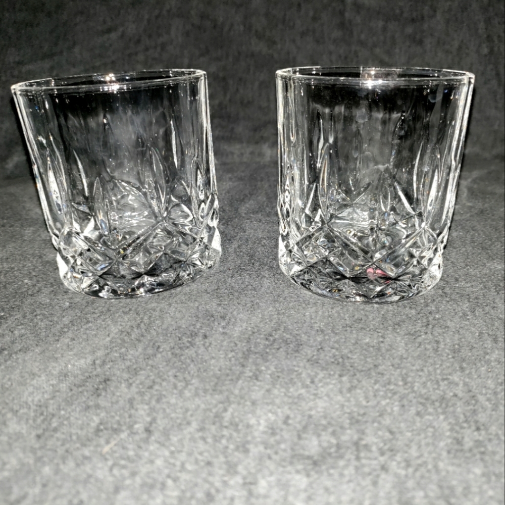 A pair of Jim Beam whiskey glasses